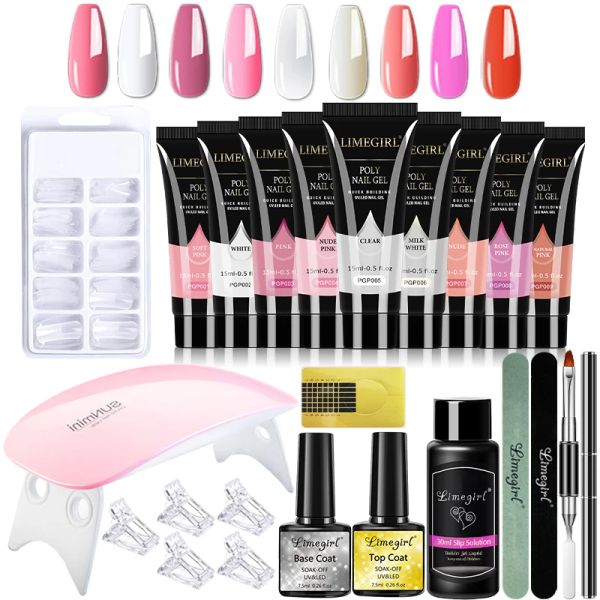 Kits kit de gel de unha 15ml para extensão rápida unhas de polímero em gel de unhas de unhas Extensão de dedo Solução acrílica Kit de arte de unhas em gel de gel