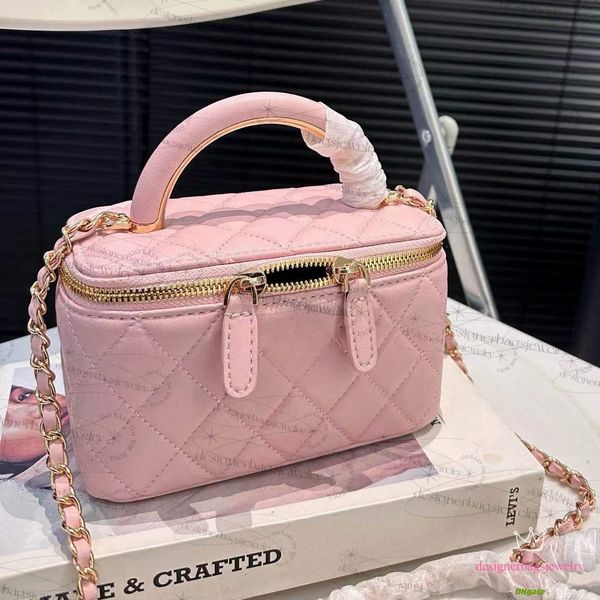 Bolsas femininas Bolsa de maquiagem Bolsa de saco de maquiagem Mini caixa de vaidade da maçaneta superior maçaneta cosmética Bolsa de cosméticos Matelasse Chain Bag Bolsa de batom de batom de ombro de ombro