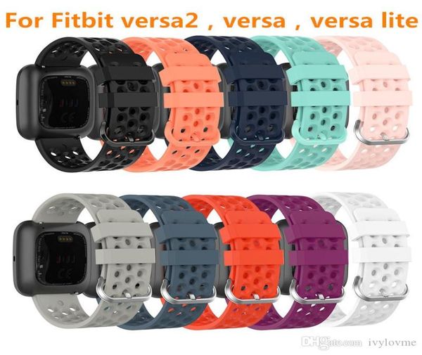 Для Fitbit Versa 2 Versa Lite Watch -полоса дышащих силиконовых силиконовых часов для Fitbit Bracelet 9509175