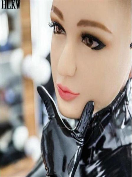 Sexy Latex Realistische weibliche Maske Latex Sonnenschutzmaske Sexy Frauen Haut Maskerade Masken Transgender Halbbedeckte Maske Rollenspiele 6054693