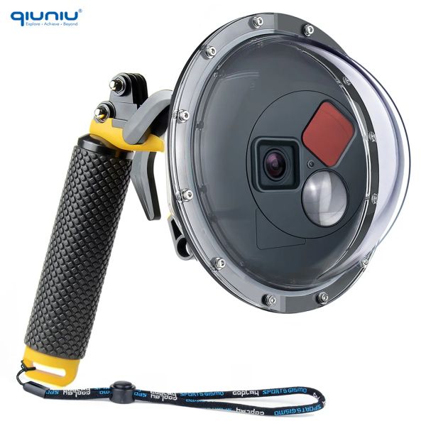 Kameras Qiuniu Dome Port für GoPro Hero 7 6 5 Schwarze 60m Unterwasserfilter Schaltbares wasserdichtes Tauchkoffer mit Abzug Go Pro Zubehör