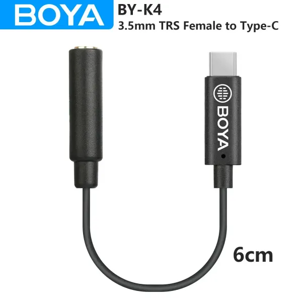 Mikrofone Boya Byk4 6 cm 3,5 mm TRS weiblich zum typischen männlichen Mikrofon -Audioadapterkabel für Android -Mobiltelefon PC Computer USBC -Geräte