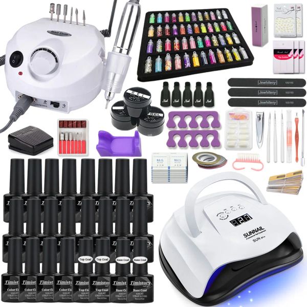 Guns Manicure Set Kit de unha 80W LED LED LED com 20/10 Kit de esmalte Kit de unhas elétricas Drill de unhas Hine Hine Acrylic Kit Manicure Tool Kit