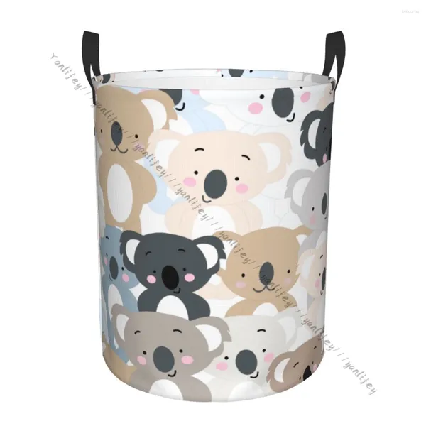 Sacchetti per lavanderia cesta magazzino pieghevole vintage simpatico koala orso pastello illustrazione sporchi vestiti di vanture ostacola