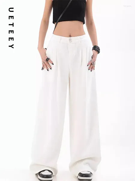 Jeans femminile ueteey bianchi alti cinture larghe pantaloni larghi pantaloni vintage y2k moda 2024 fidanzato sciolto di denim mamma