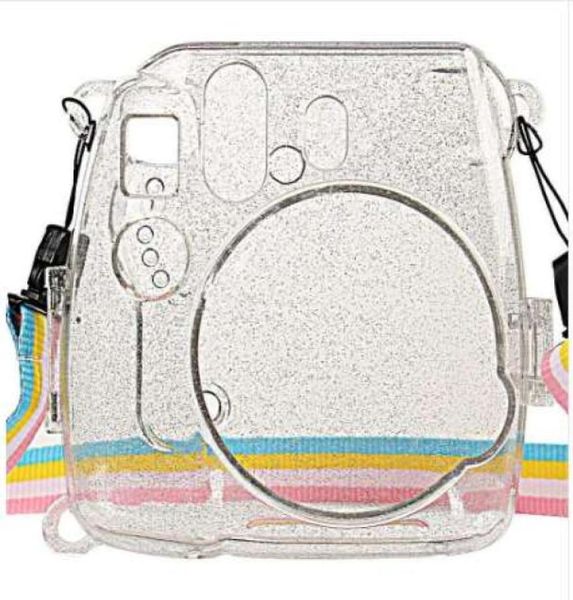 Bolsa de câmera Waterlowrie que brilhava na capa de proteção de plástico transparente para fujifilm fuji instax mini 9 8 8 instante com strap4080323