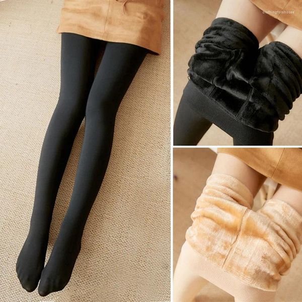 Женщины носки зимы теплые колготки эластичные тонкие флисовые бархатные колготки