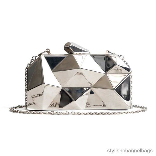 Sacchetti da sera donne borsette metallo frizioni esagoniche di alta qualità frizioni geometriche mini festa setta nera borse sacche d'argento clutch oro box