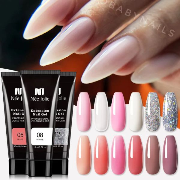 Abiti da 15 ml di gel poly gel kit poligio acrilico con lampada a led UV tutto per manicure unghie ad estensione rapida chiodi gel riniponi polacchi