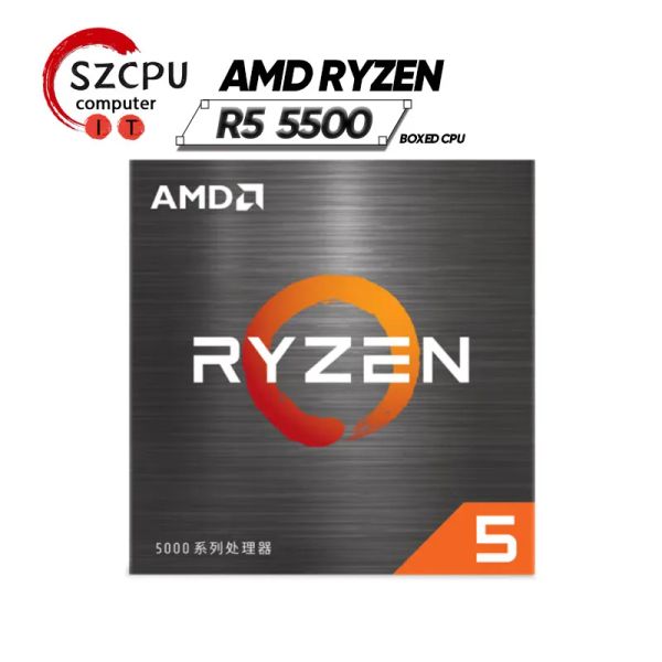 CPUS AMD Ryzen 5 5500 R5 5500 3,6 GHz 6Core 12Thread CPU Processador 7nm L3 = 16m 100000000457 Socket AM4 selado e vem com o ventilador