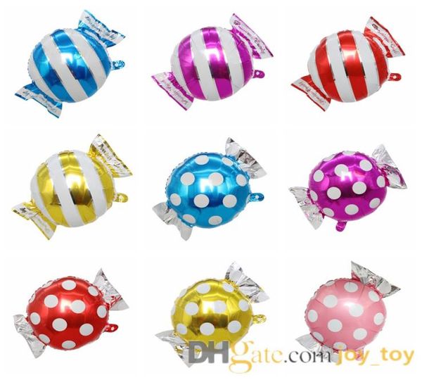 Mix 50pcs/lot 18 inç tatlı şeker balonları yuvarlak lolli balon alüminyum folyo çocuklar için doğum günü partisi balonları dekorasyon9540785