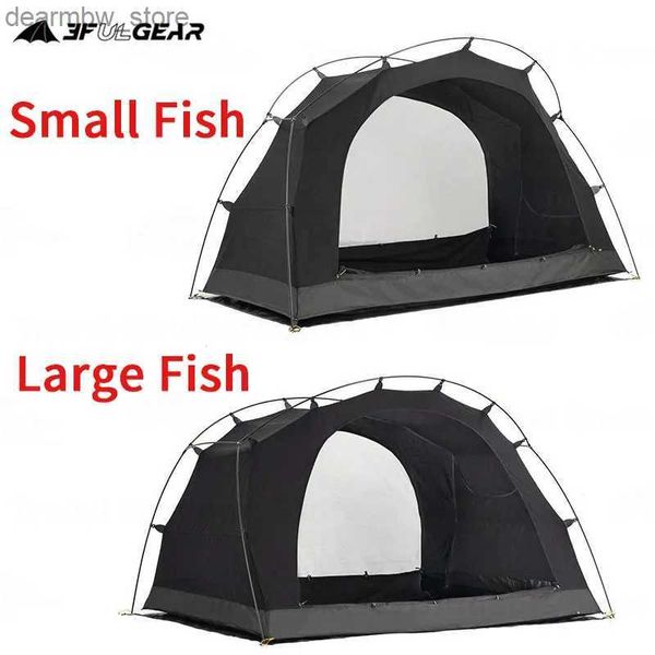 Tende e rifugi 3f Ul Gear Kangaro Camping Tenda Single -Layer 1-2 persone TC Cotton Black Tenda Outdoor Picnic Turismo escursionistico con tappetino L48