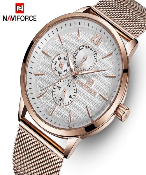 Naviforce Top Brand Luxury Watches Men Aço inoxidável Ultra Thin Watches Male Date Quartz Clock Sports Watch Relogio Masculino4587595