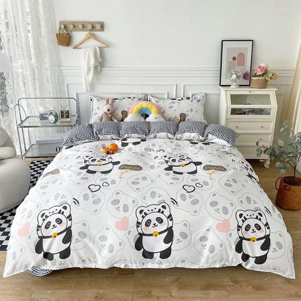 Set di biancheria da letto Evich Set di 3pcs Cusone Panda Cusone Panda e copertura trapunta Multi -size Four Seasons Home Textile