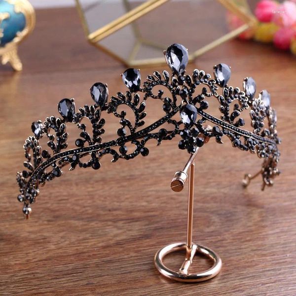 Hair Clips Black Crown Casamento Tiara Bandeira da cabeça Acessórios de noiva Crowns vintage Jóias de diadema de noiva