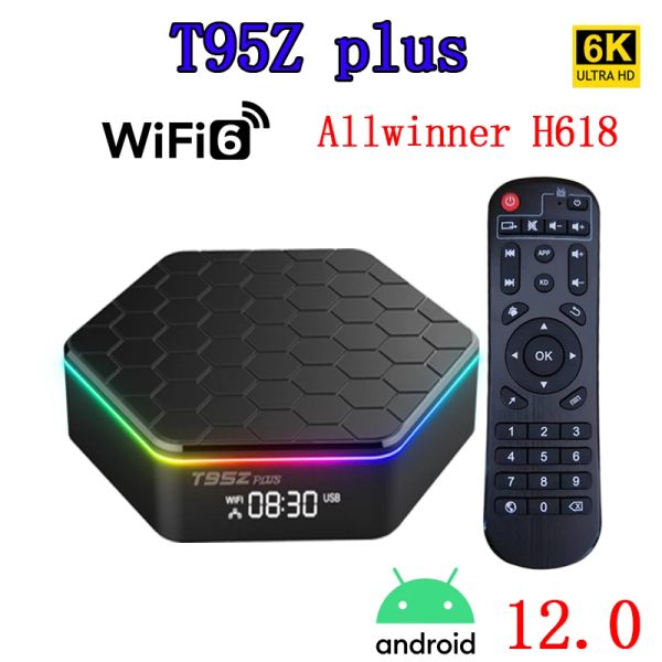 Box T95Zplus Android 12.0 Smart TV Box HD 6K Многофункциональный игрок 2.4G 5G WiFi6 16GB 32GB 64GB Quad Core Smart Android TV Box