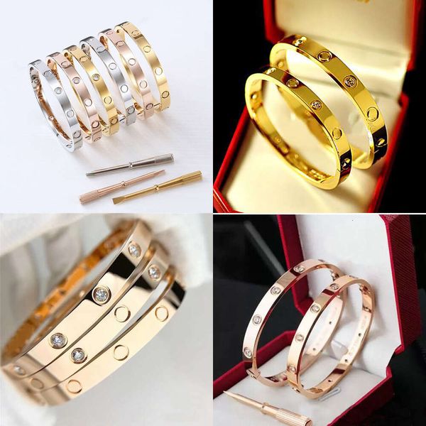 Pulseira de parafuso de designer Pulseira de jóias de jóias de ouro rosa Gold titânio Bangles de diamante Bracelets de unhas para homens Mulheres 2024