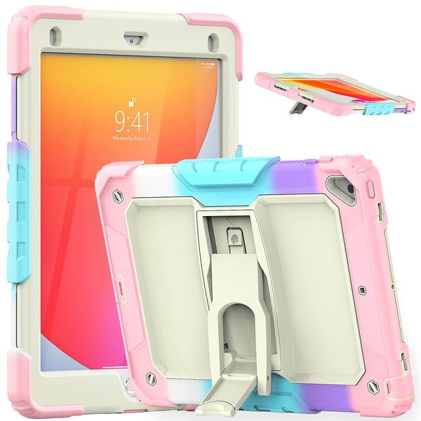 Caixa de comprimido de silicone robusto pesado para iPad Pro 9,7 polegadas Air2 Cover de kickstand de kickstand Kids Casos seguros à prova de choque +protetor de tela +alça de ombro