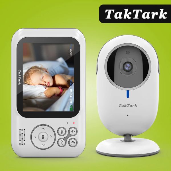 Lente Taktark Monitor de bebê sem fio de 3,2 polegadas com 3x Câmera de vigilância de zoom 2way Talkback Auto Night Vision Babyphone Nanny