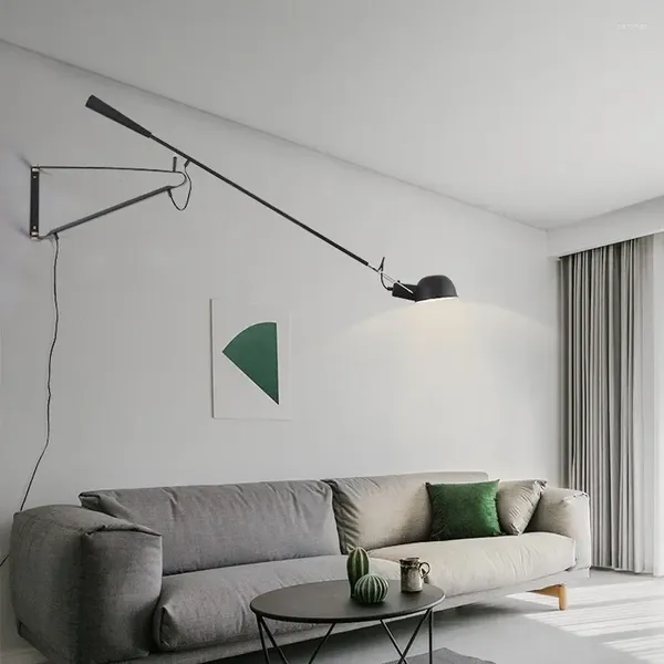 Lampada a parete in stile retrò in metallo a palo lungo il braccio di oscillazione può essere ruotato e regolato adatto per lo studio divano soggiorno camera da letto