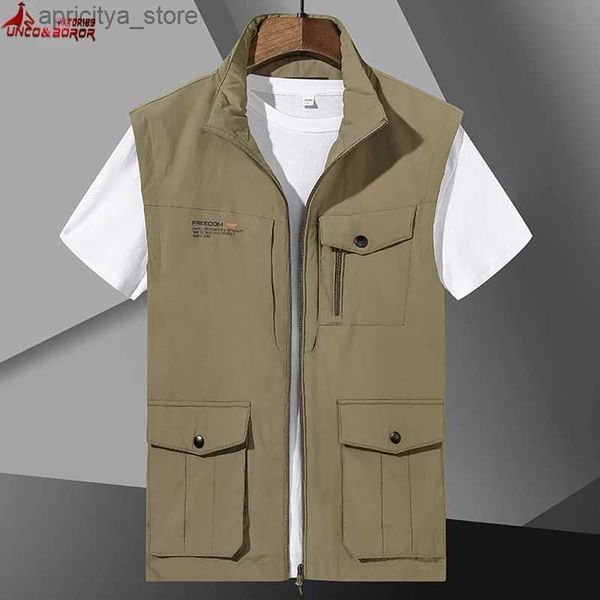 Outdoor -Jackets Hoodies Herren Weste Coat Jackets Weste Sommer Sport Sport Multi Pocket Techwear Jaqueta Maskulina Klettern Wanderarbeit Fischerei Ärmeln Gilet L48