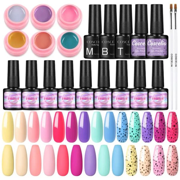 Polnische Coscelia Nail Art Set Gel Nagellacktemperatur ändern Gel Polnisch halb dauerhaft Farbe UV Gel Mattentuch Maniküre für Nägel