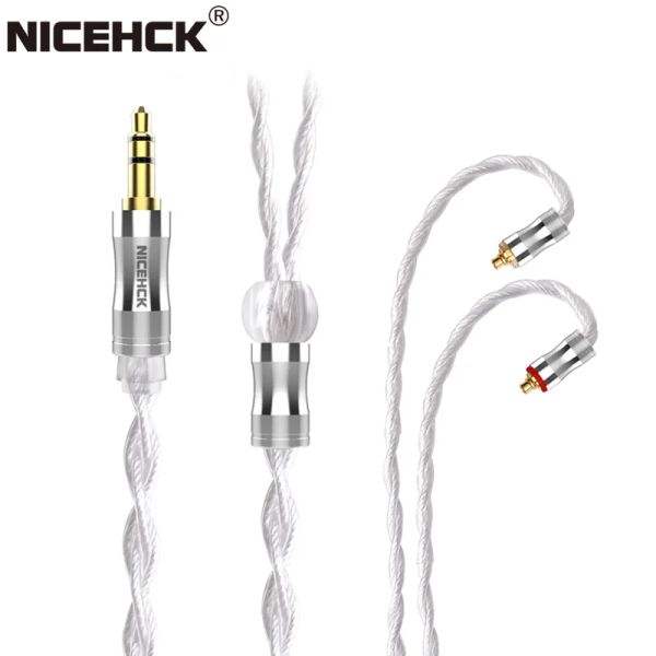 Conectores nicehck whitecrane 4 litz prateado penteado Furukawa Cabo de atualização de cobre 3,5 mm/2,5 mm/4,4 mm MMCX/0,78 2pin para Mojito ST10s
