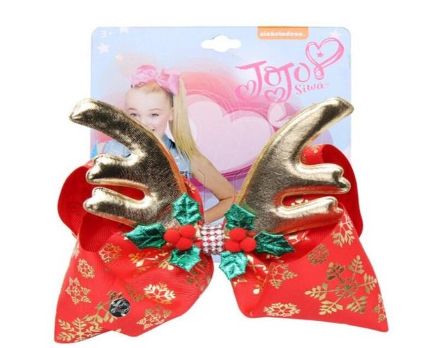 Jojo Siwa Hair Bows 8 -дюймовые дети 039s Big Bow Christmas Staghorn Bow Hairpin, деформированная с Dlill Girl Bow Hairpin8883617