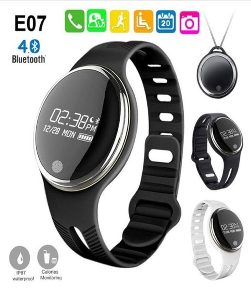 E07 Akıllı İzle Bluetooth 40 OLED GPS Sports Pedometre Fitness Tracker Android IOS İSTEME İÇİN SAYAHA Akıllı Bilezik PK F2498061