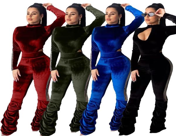 Winter Women039s Set Tracksuit Velvet Velves Full Manga Full Top Pants Lápis Terno de duas peças Conjunto de Night Club Festa GL87245097