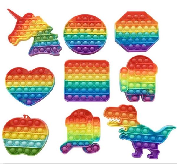 Push Toy Bubble Pers Brettspiel Tiktok Sensorische Regenbogen-Cartoon Einhorn Fingerblasen Puzzle Familie Kinder Desktop-Spielzeug Stressabbau Poo-its H11038375469