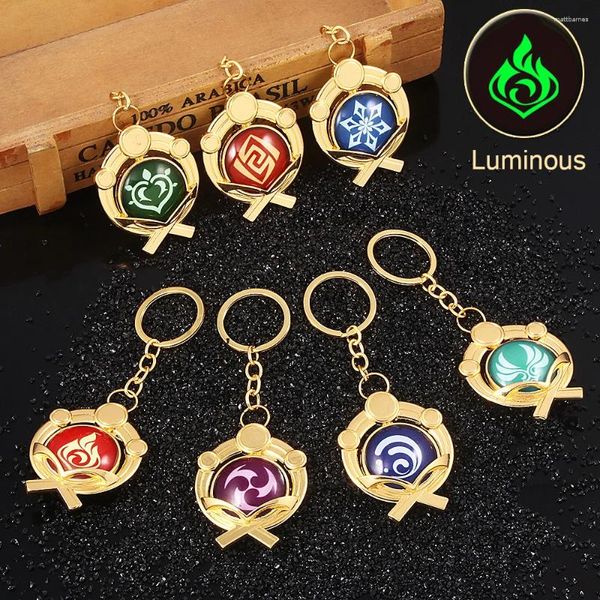 Portachiavi Genshin Impact a doppio lato luminoso Inazuma Visione del portachiavi di Dio Mondstadt Liyue Snezhnaya Pendant Keyring Jewelry