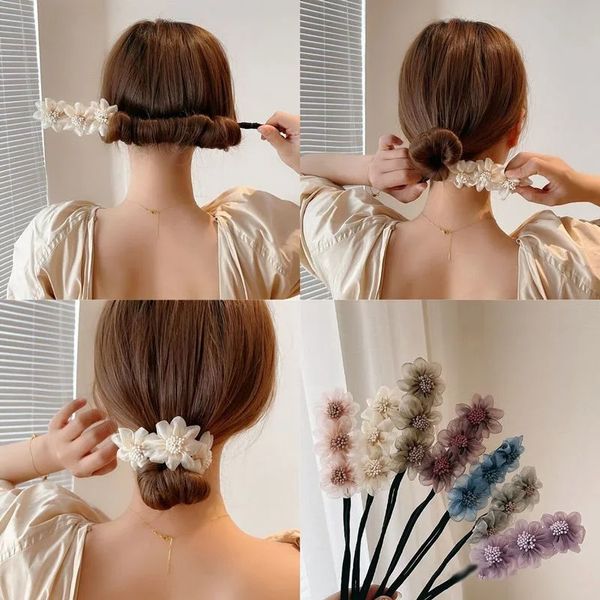 DONNE ELEGANTE BUD BUD CHIFFON FLOWH FLOWER CAKER Acconciatura che produce lunghi corridori di corri di capelli dolci per capelli Accessori coreani