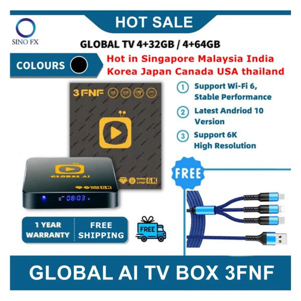 Box Global Ai 3fnf Smart Multimedia Player 4GB 32GB Android TV Box Vice Control Caldo in Singapore Malaysia Giappone Korea PK EVPAD 6P
