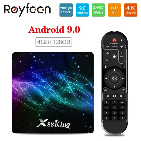 Box 4GB 128G X88 King Amlogic S922X TV Box Android 9.0 Support Dual WiFi BT 5.0 1000m 4K 60fps USB3.0 Google Play YouTube 4K Media