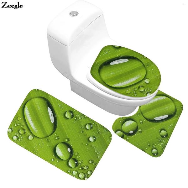 Badmatten 3D Druckbad Teppich Teppich Flanellmatte Speicher Schaum U-förmige Toilette Nicht rutschfestes Boden für Dekoration Set