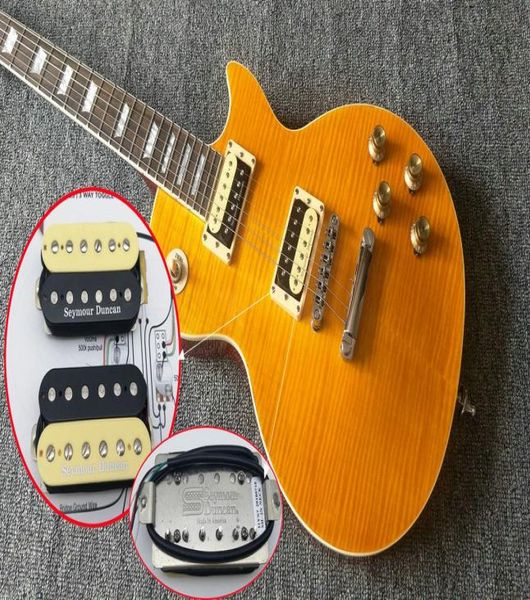 Senior Custom Yellow Slash Gitarre Seymour Duncan Pickups Slash Appetit AfD Vos Flammen Top Yellow E -Gitarre Ein Stück B7334769