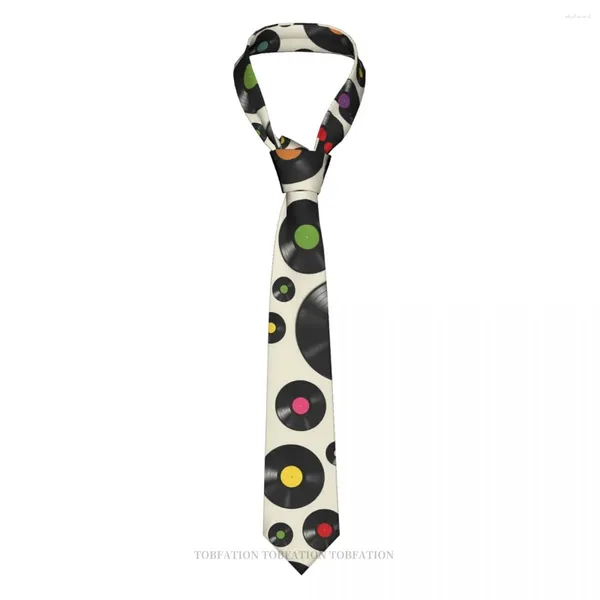 Yay bağları vinil kayıt retro müzik notaları 3D baskı kravat 8cm genişliğinde polyester kravat gömlek aksesuarları parti dekorasyonu
