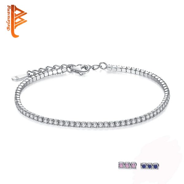 Bangle Belawang AAA+ элегантный квадратный теннисный шарм браслеты для женщин 925 Серебряный серебряный серебряный