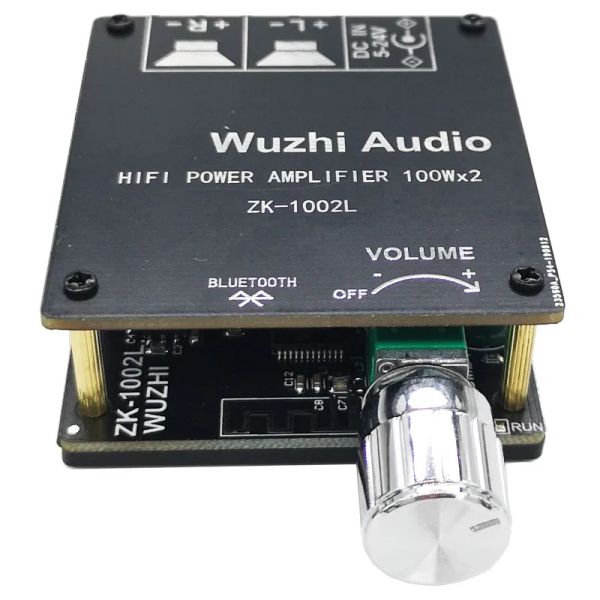 Amplificador ZK1002L 100WX2 Mini Bluetooth 5.0 Power sem fio Audio Power Digital Board AMP estéreo DC 12V 24V