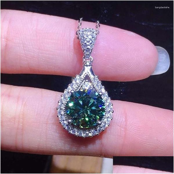 Cadeias clássicas de corte redondo e esmeralda verde cúbico zirconia colar de pedra de cristal de cristal de jóias de banquetes de clavículas