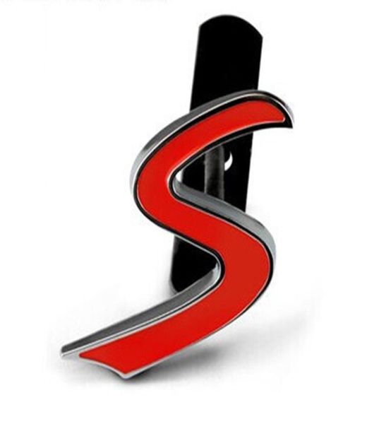 Carstyling 3D Metal S Front Grille Emblem Sticker para Mini Cooper R50 R52 R53 R56 R57 R58 R60 JCW Grill Decals