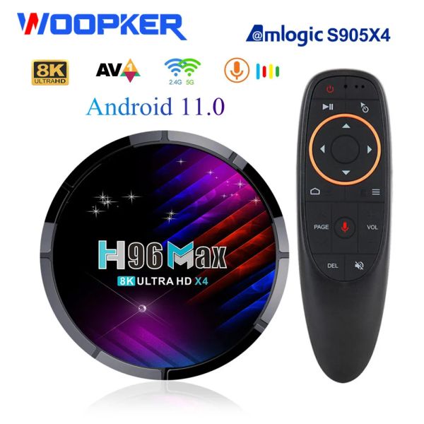 Box WOOPKER H96 MAX X4 Smart TV Box Android 11 Amlogic S905x4 8K AV1 Media Player 4 GB 64 GB BT4.0 Dual WiFi Voice Control Set Top Box