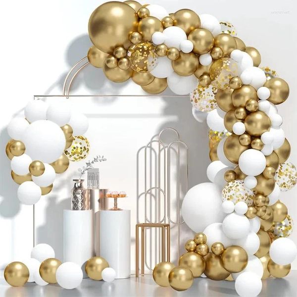 Decoração de festa 91pcs White Gold Balloon Garland Arch Kit Wedding Birthday Kids Ballon Baby Shower Confetti Baloo