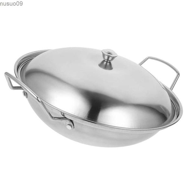 Pans Hot Hot Staine Steel Proware Port с крышкой для приготовления Wok Kitchen, используемой для ежедневных домашних аксессуаров L2403