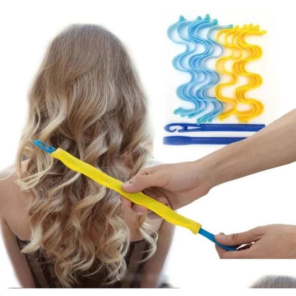 Rolos de cabelo 30cm Diy Magic Curler portátil 12pcs Roller de penteado Becks de maquiagem de beleza durável Ferramentas de estilo de curling Drop entrega dhvxn