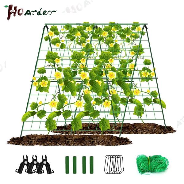 Decorazioni Cucumero traliccio Set aframe per pianta vegetale da giardino Grow Support Fit pianta di arrampicata staccabile con rete e clip