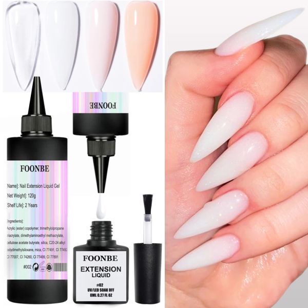 Gel 120g Schnelle Ausdehnung Flüssig Gel leerer erfüllbarer Flasche Rosa weißer weißer Nagelgel Kristall UV LED Gel Maniküre Gebäude Nagelform