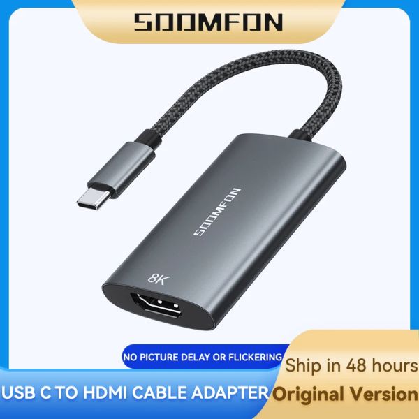 Bags Soomfon USB tipo C para HDMI Adaptador Ultra HD 8K USB C HDMI 2.1 Male a fêmea Thunderbolt 3 para o livro Huawei Samsung