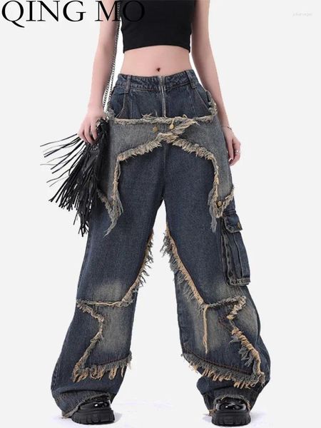 Jeans femminile Qing MO 2024 Spring Autumn Unisex American Style American Driver Tube Casual Women Pants ZXF4229